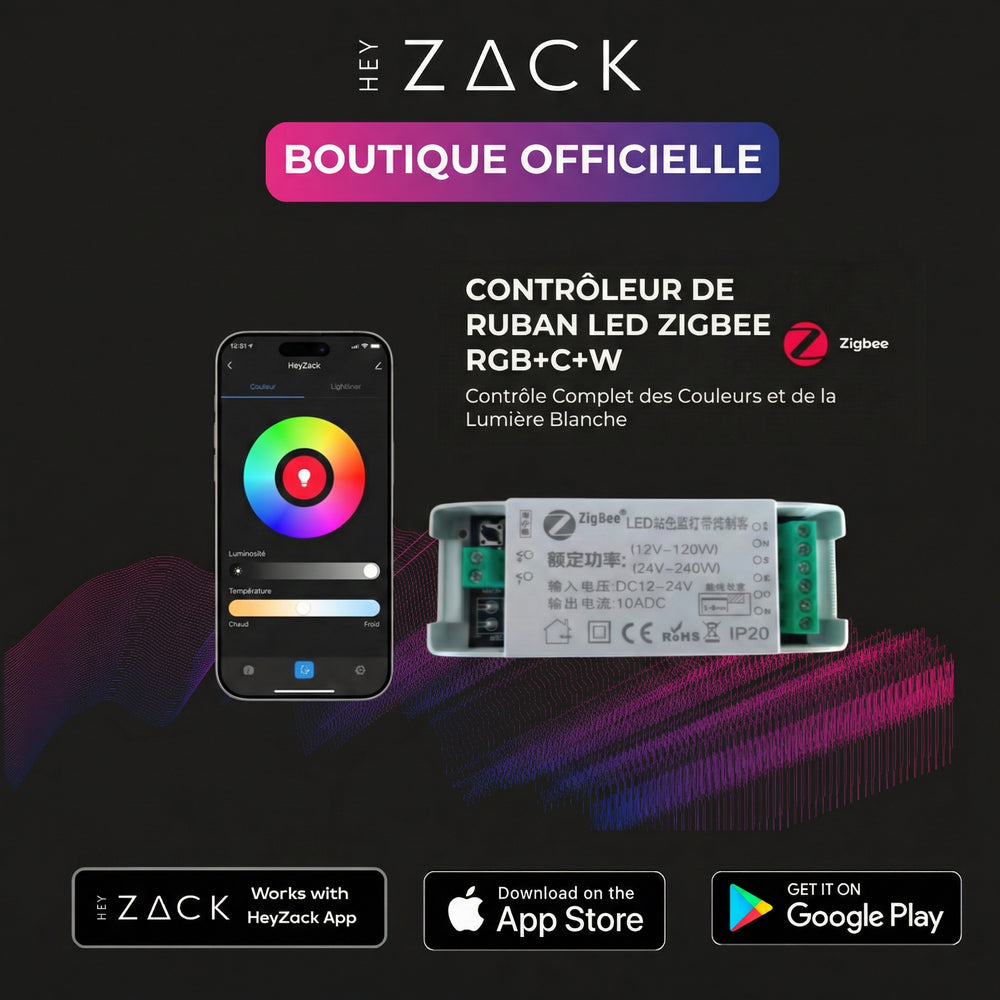 Pilote de bande lumineuse Zigbee RVB+C+W