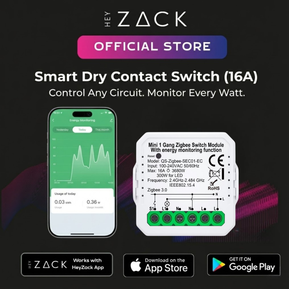 Smart 1 Gang Dry Contact Switch with power monitering (16A)