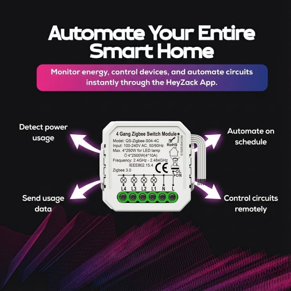 Smart 4 Gang Dry Contact Switch with power monitering (16A)