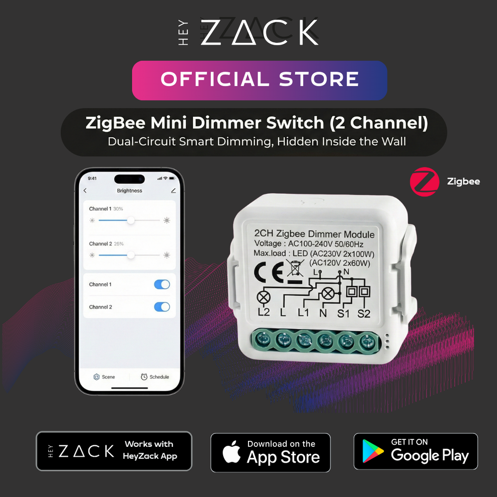 ZigBee mini dimmer switch N&L wire 2 CH