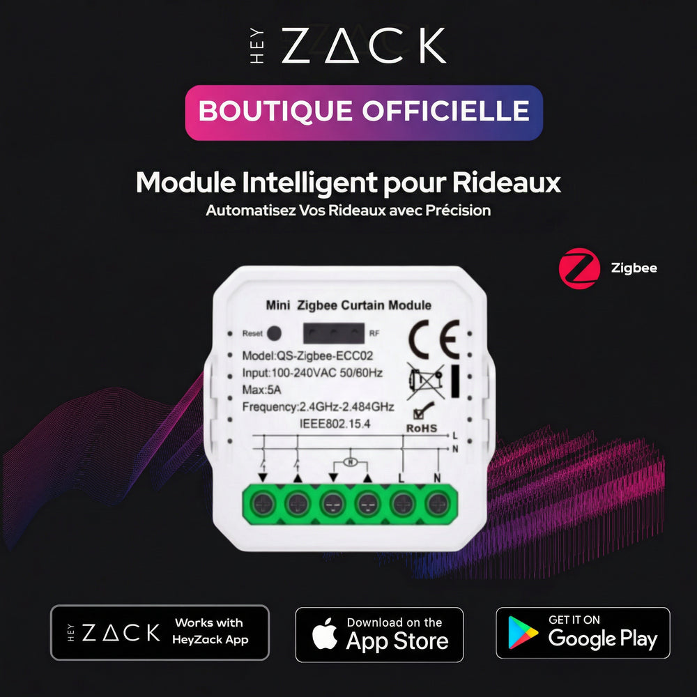 Module de commutation de rideau intelligent Zigbee (2 canaux)