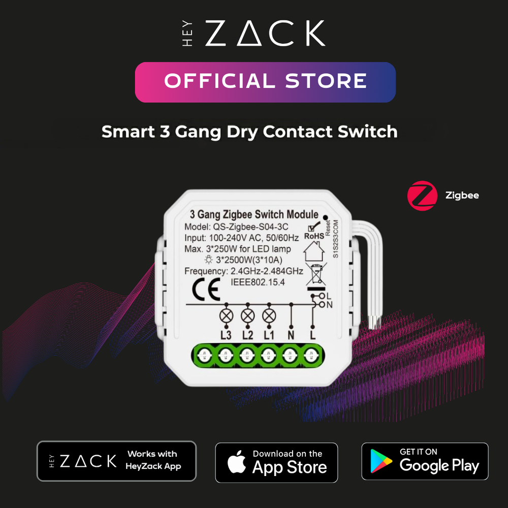 Smart 3 Gang Dry Contact Switch with power monitering (16A)