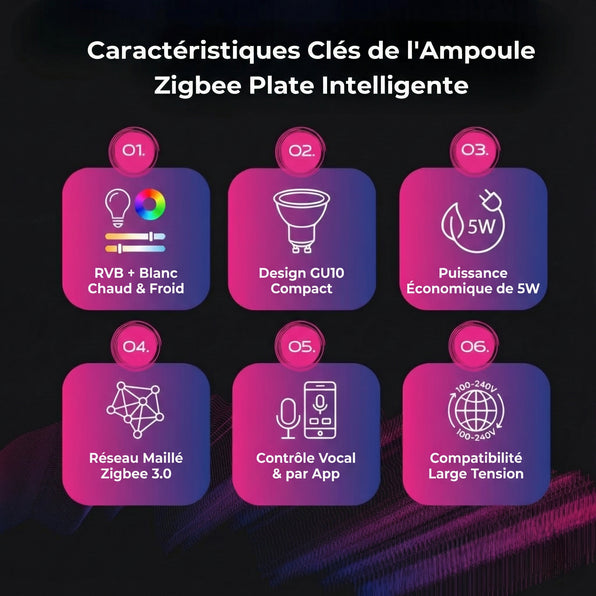 Ampoule intelligente Zigbee RGBCW (plate)