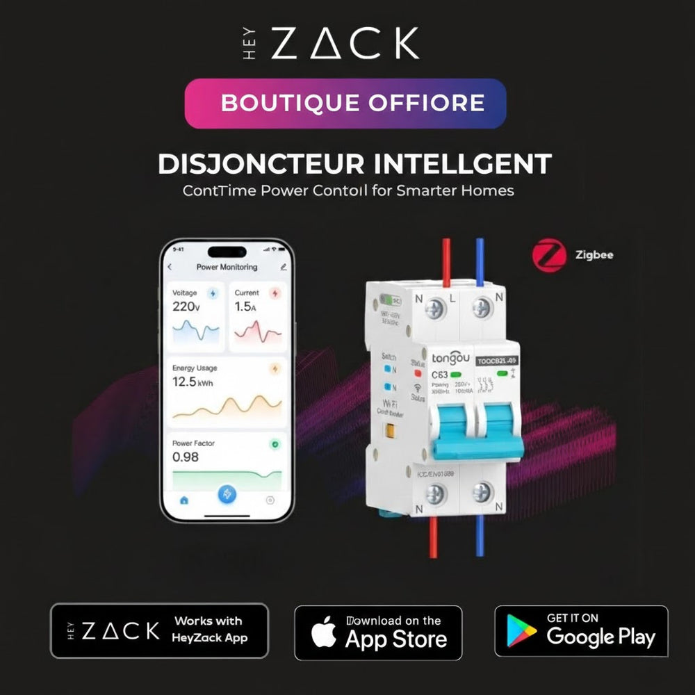 Disjoncteur 2P Zigbee avec surveillance de puissance